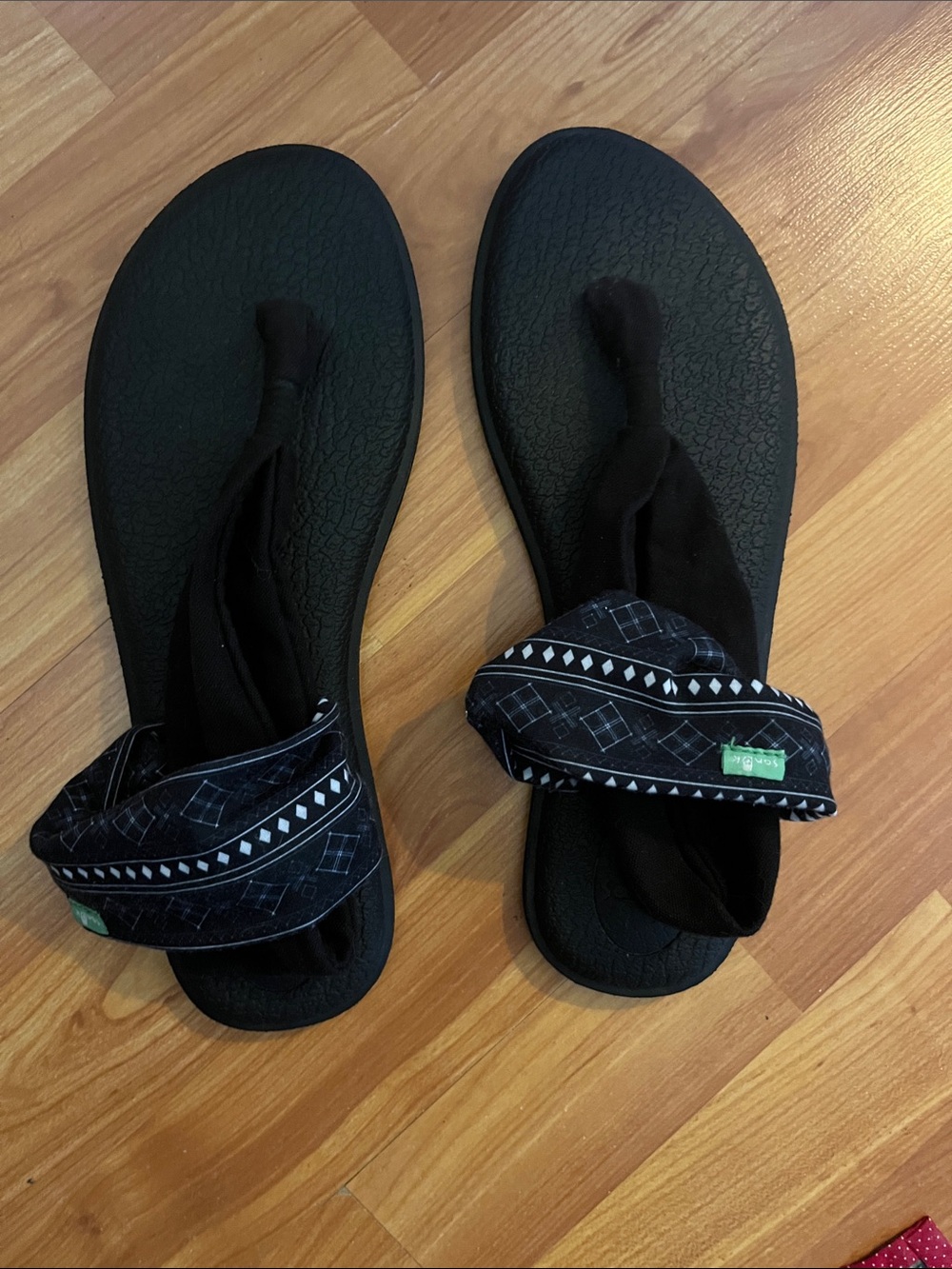 Sanuk Yoga Sling SGS10479 Black / White/ Blue Sandals Size 10